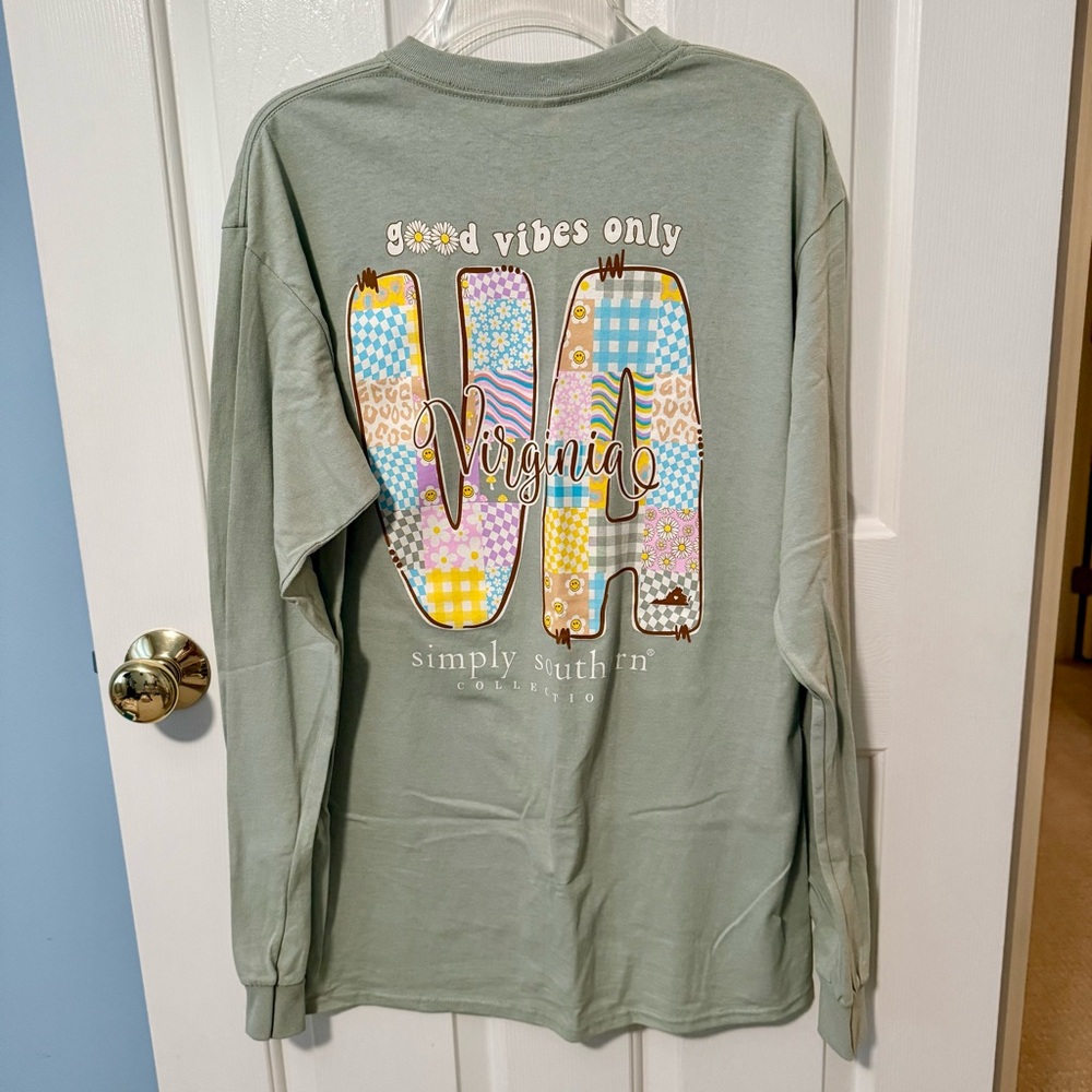 Simply Southern Virginia' Patchwork Long-Sleeve Tee NWT